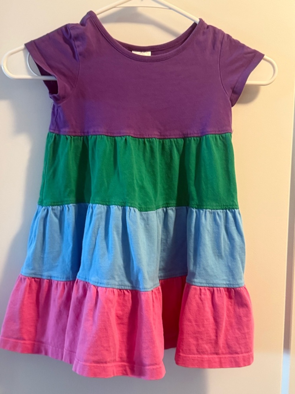 Hanna Andersson Rainbow Tiered Dress Girls Size 90 (3T) Colorblock
